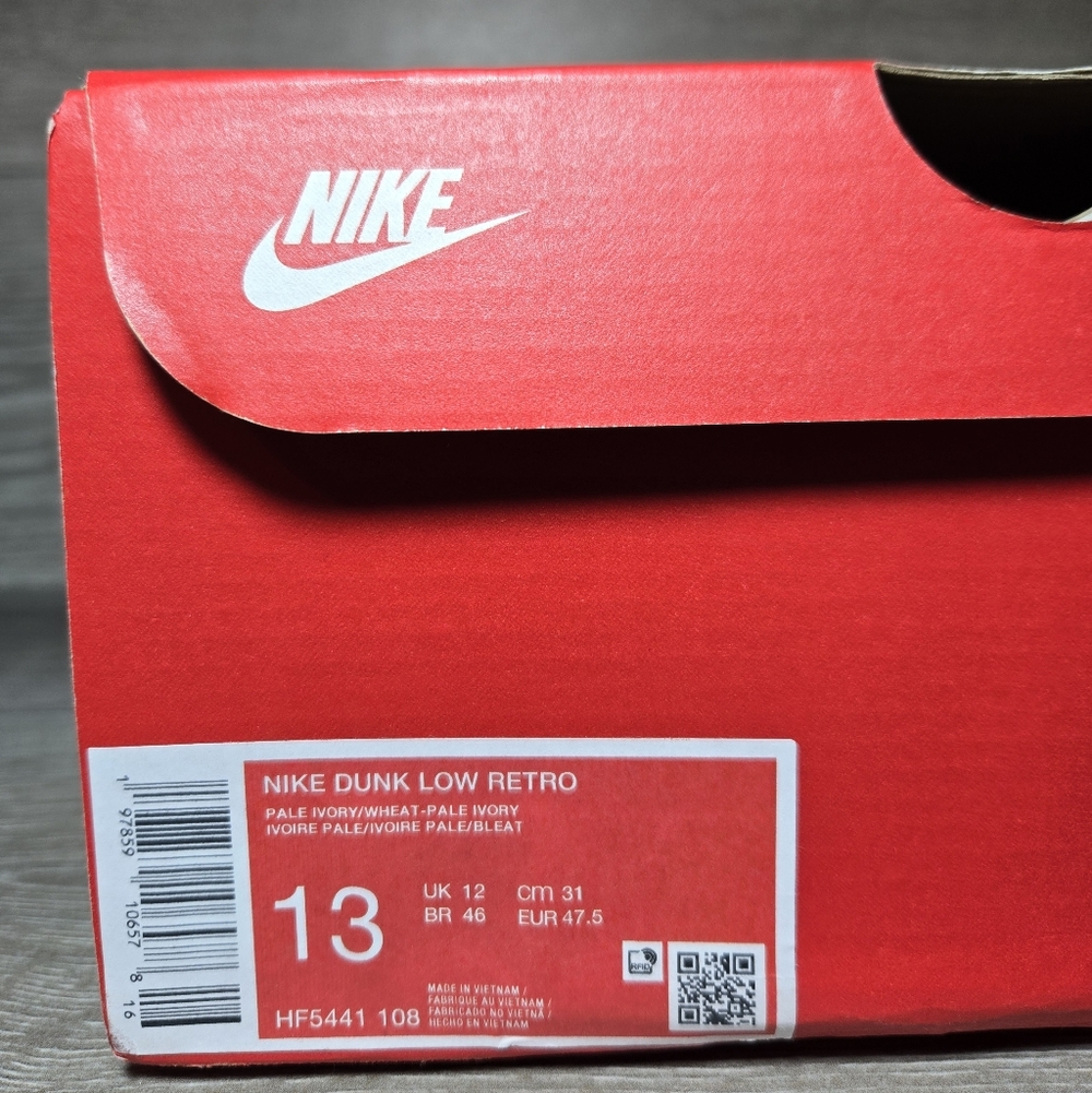 Nike Dunk Low Pale Ivory White Wheat HF5441-108 Mens Size 13 New In Box - Picture 7 of 7
